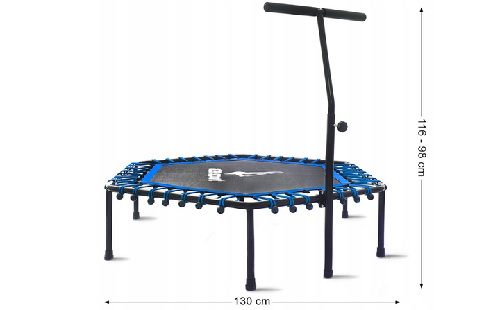 Фитнес батут 130 см с ручкой для тренировок 100 кг PP Mesh черно-синий AGАSPORT FK-3160 - изображение 3