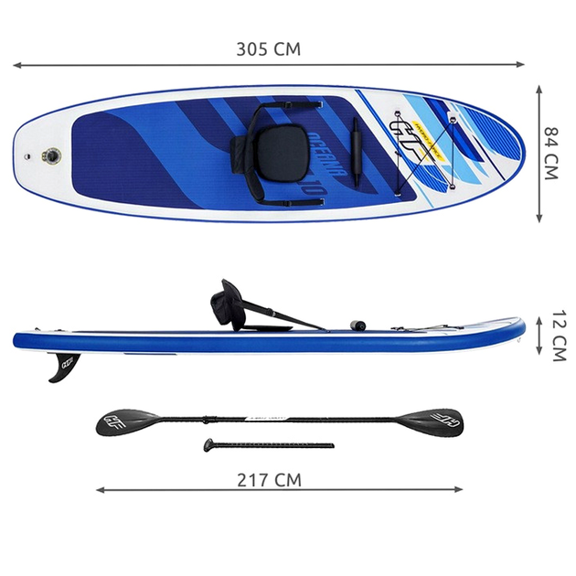 SUP доска 305 см 120 кг для туринга с аксессуарами синяя Bestway PR-309 - Фото 2 SUP доска 305 см 120 кг для туринга с аксессуарами синяя Bestway PR-309 - изображение 2