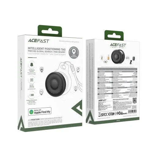 Брелок-поисковый трекер ACEFAST S1 Button Type Positioning Device Black с поддержкой Apple Find My для iPhone - изображение 2