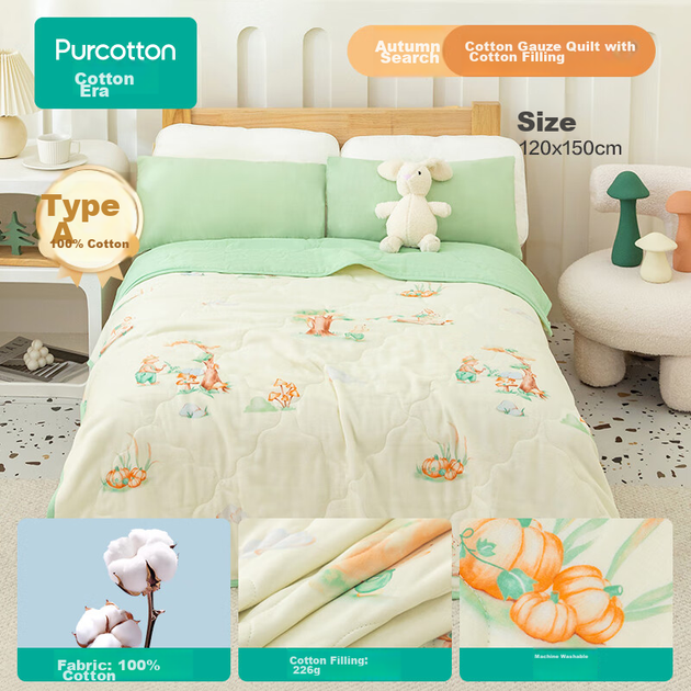 Детское одеяло PurCotton из марлевого хлопка, всесезонное, для детского сада, 1.2×1.5 м - изображение 5