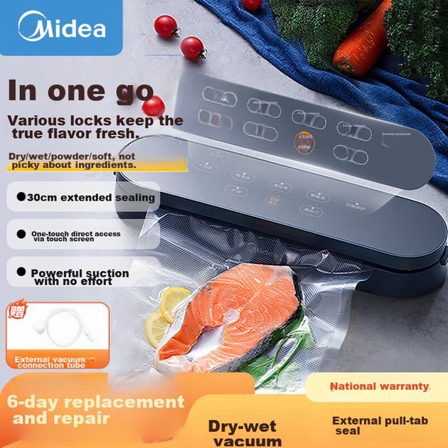 Вакуумный упаковщик Midea MJ-CF07X7 бытовой автоматический, сухая/влажная упаковка - Фото 4 Вакуумный упаковщик Midea MJ-CF07X7 бытовой автоматический, сухая/влажная упаковка - изображение 4