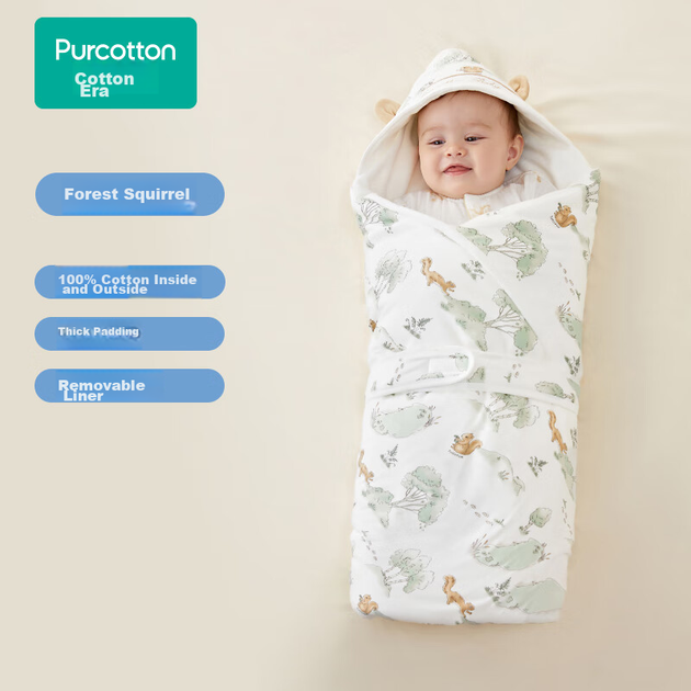 Пеленка PurCotton из хлопка для новорожденных, 90x90 см - изображение 9