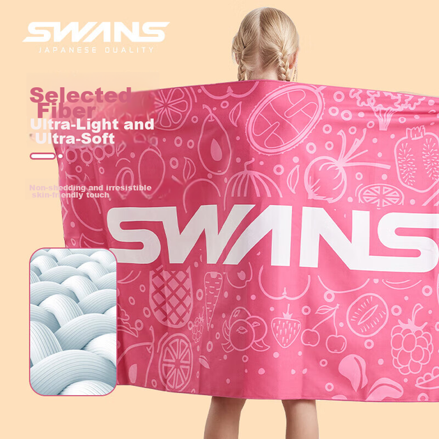 Полотенце SWANS детское для плавания с рисунком, розово-красное - изображение 5