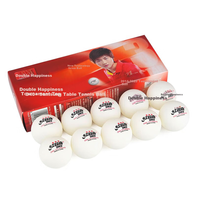 DHS Красные мячи для настольного тенниса Double Happiness 3-Star из ABS-пластика, новые, более 40 белых мячей, упаковка из 10 штук. - изображение 6