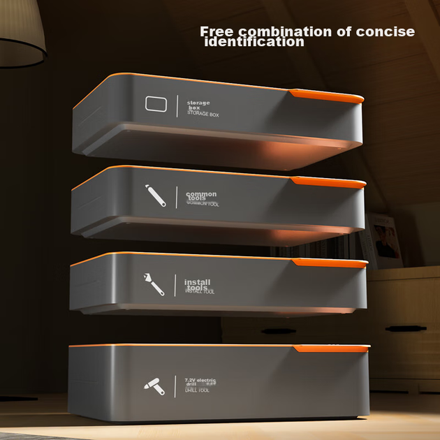 Набор инструментов Deli Household Hardware Toolbox, 4-ярусный, включает в себя электродрель, гаечные ключи, рулетку, отвертки, комбинированный набор инструментов. - изображение 8