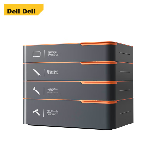 Набор инструментов Deli Household Hardware Toolbox, 4-ярусный, включает в себя электродрель, гаечные ключи, рулетку, отвертки, комбинированный набор инструментов. - изображение 11
