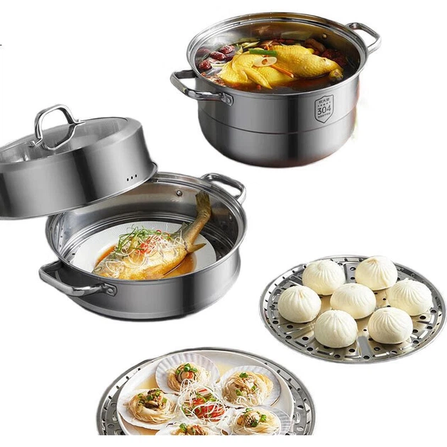 Пароварка COOKER KING з нержавіючої сталі 304 з двошаровим дном, 28см, для дому - Фото 2 Пароварка COOKER KING з нержавіючої сталі 304 з двошаровим дном, 28см, для дому - зображення 2