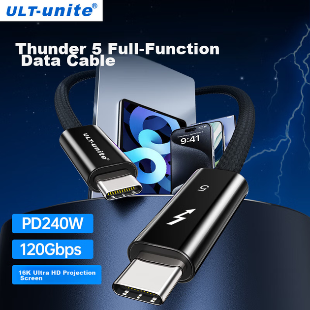 Кабель ULT-Unite USB Type-C - USB Type-C Thunderbolt 5 120 Гбит/с 240 Вт 1.2 м - изображение 10