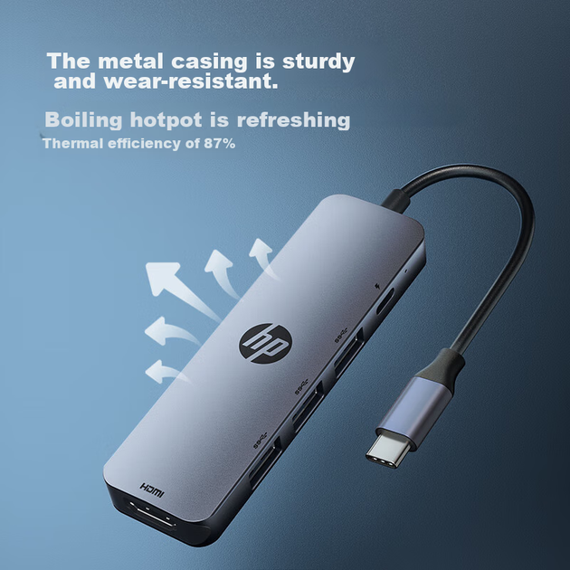 Док-станція розширення HP, швидка зарядка Type-C PD100W, розширення USB, дублювання екрана HDMI, 5-дюймова док-станція розширення Type-C, док-станція розширення MacBook, адаптер для комп'ютера Apple - зображення 9