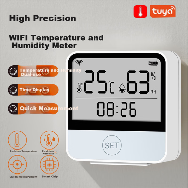 Термогигрометр Beihai 010W с Wi-Fi, настенный, высокоточный, для дома - изображение 4