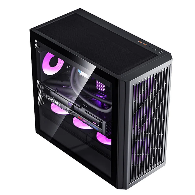 Компьютерный корпус Aigo Yufeng W80 Black M-ATX для настольных компьютеров (полностью прозрачная панель из закаленного стекла с боков / сетчатая охлаждающая поверхность / система водяного охлаждения 360 мм / видеокарта 4090) - изображение 5