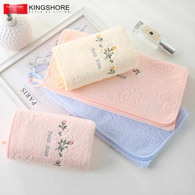 Полотенца KING SHORE вышитые хлопковые, набор 3 шт, класс А, 74x33 см - изображение 6