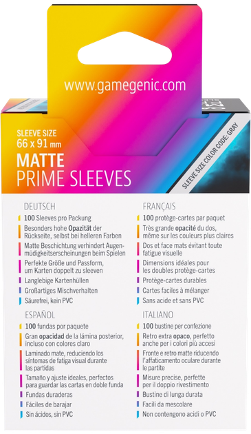Набір чохлів для карт Gamegenic Matte Prime  Sleeves 66 x 91 мм 100 шт Blue (4251715419502) - зображення 2