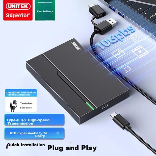 Корпус UNITEK для HDD/SSD 2.5" Type-C, 10Гбит/с, USB 3.2-SATA - изображение 12