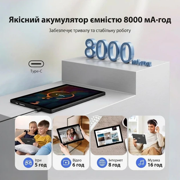 Планшет 10.1" RUSHAR L211 12+24/128Gb 8 ядер Android 14 8000 mAh Черный (102181058) - Фото 3 Планшет 10.1" RUSHAR L211 12+24/128Gb 8 ядер Android 14 8000 mAh Черный (102181058) - изображение 3