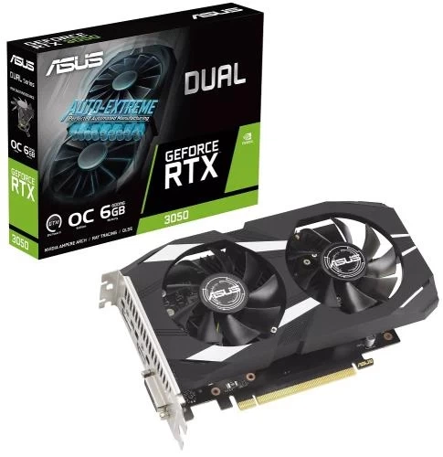 Відеокарта GeForce RTX 3050, Asus, DUAL OC, 6Gb GDDR6 (DUAL-RTX3050-O6G) - Фото 1 Відеокарта GeForce RTX 3050, Asus, DUAL OC, 6Gb GDDR6 (DUAL-RTX3050-O6G) - зображення 1