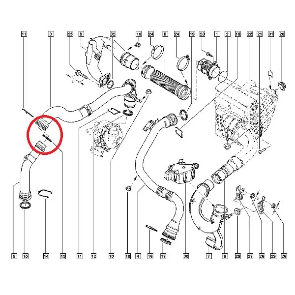 Уплотнительное кольцо патрубка интеркуллера Renault Scenic III (Рено Сценик 3)- 1.5 Dci (K9K) - изображение 2