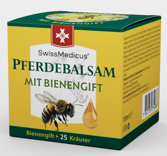 Трав'яний бальзам для тіла SwissMedicus Pferdebalsam mit Bienengift з 25 травами та бджолиною отрутою, 150 мл - зображення 4