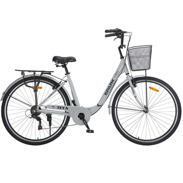 Велосипед SPARK CITY TEYA 28` ал18`` жв v-brake з кошиком сірий - зображення 2