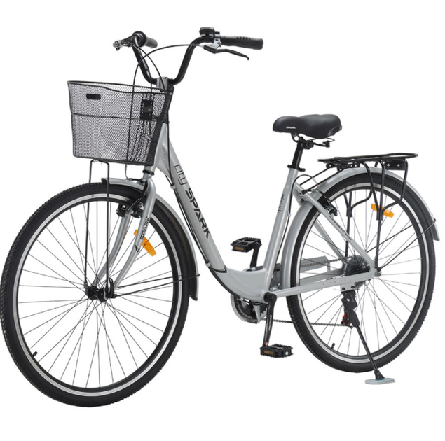 Велосипед SPARK CITY TEYA 28` ал18`` жв v-brake з кошиком сірий - зображення 3