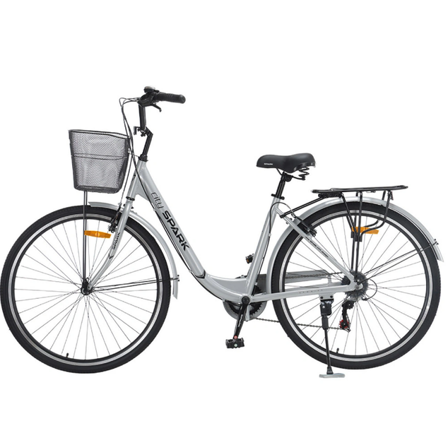 Велосипед SPARK CITY TEYA 28` ал18`` жв v-brake з кошиком сірий - зображення 4