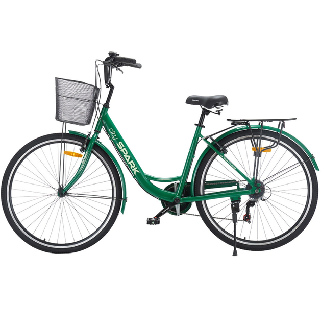 Велосипед SPARK CITY CELINE 28`` ал18`` жв v-brake с корзиной зелёный - изображение 3