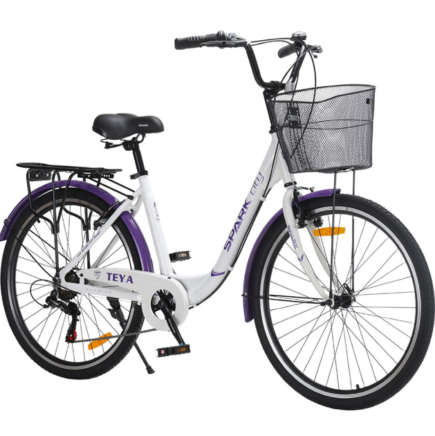 Велосипед SPARK CITY TEYA 26`` ал17`` жв v-brake с корзиной белый - Фото 1 Велосипед SPARK CITY TEYA 26`` ал17`` жв v-brake с корзиной белый - изображение 1