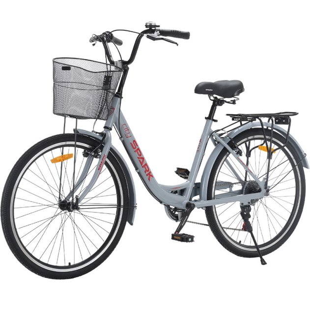 Велосипед SPARK CITY CELINE 26`` ал17`` жв v-brake с корзиной светло-серый - Фото 3 Велосипед SPARK CITY CELINE 26`` ал17`` жв v-brake с корзиной светло-серый - изображение 3