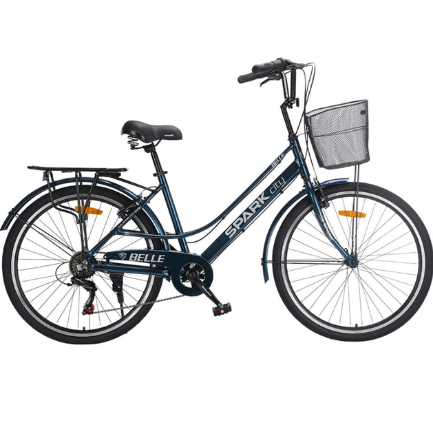 Велосипед SPARK CITY BELLE 26` ал17'' жв v-brake з кошиком темно-синій - Фото 2 Велосипед SPARK CITY BELLE 26` ал17'' жв v-brake з кошиком темно-синій - зображення 2