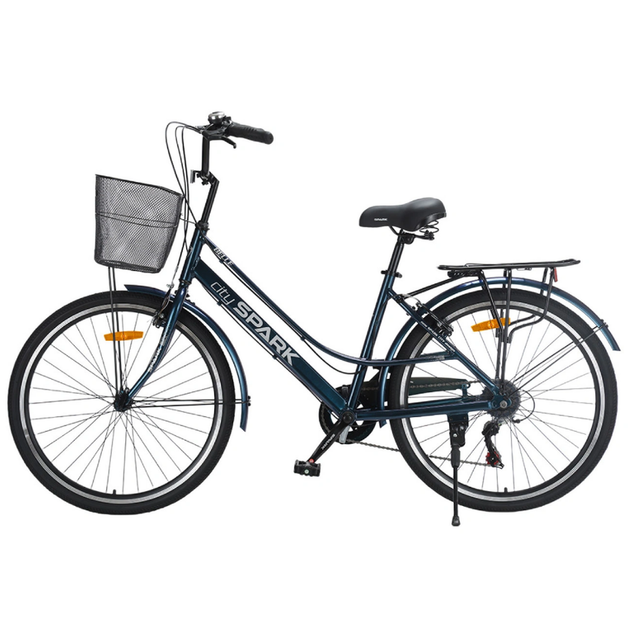 Велосипед SPARK CITY BELLE 26` ал17'' жв v-brake з кошиком темно-синій - Фото 4 Велосипед SPARK CITY BELLE 26` ал17'' жв v-brake з кошиком темно-синій - зображення 4