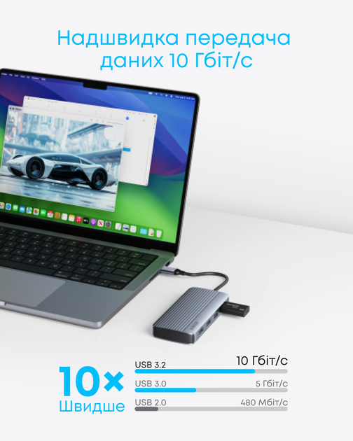 USB-хаб Anker USB-C Hub - 7-in-1 - PD in 100W, 2xHDMI, 4xUSB-A Black (A83740A2) - зображення 4