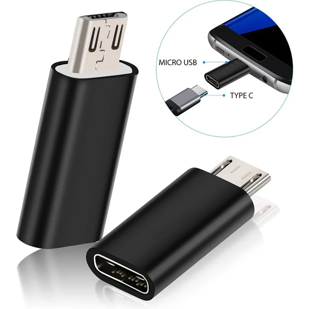 Міні перехідник адаптер Type-C to Micro-USB F-M 5V Black (500434) - зображення 2