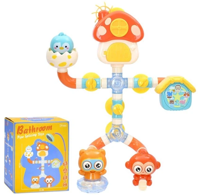 Детский водопад для ванной Bathroom Pipe Splicing Toys, игра для купания, конструктор-трубопровод с фигурками зверушек на присосках - Фото 3 Детский водопад для ванной Bathroom Pipe Splicing Toys, игра для купания, конструктор-трубопровод с фигурками зверушек на присосках - изображение 3