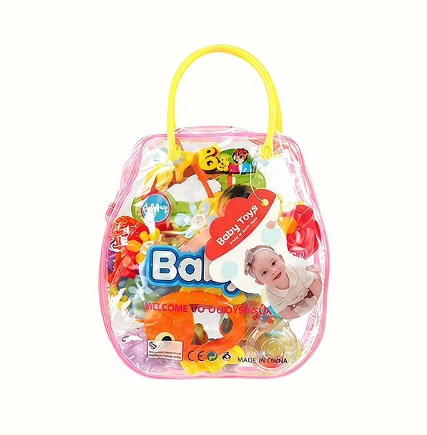 Набор детских развивающих погремушек-прорезывателей Baby Toys 6 шт. в розовой сумочке - Фото 6 Набор детских развивающих погремушек-прорезывателей Baby Toys 6 шт. в розовой сумочке - изображение 6