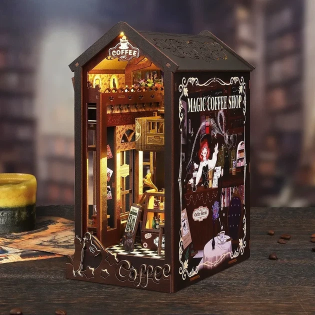 Румбокс DIY “Кав’ярня Magic Coffee” з підсвіткою та музичною скринькою, мініатюрний будиночок, 3D конструктор - Фото 4 Румбокс DIY “Кав’ярня Magic Coffee” з підсвіткою та музичною скринькою, мініатюрний будиночок, 3D конструктор - зображення 4