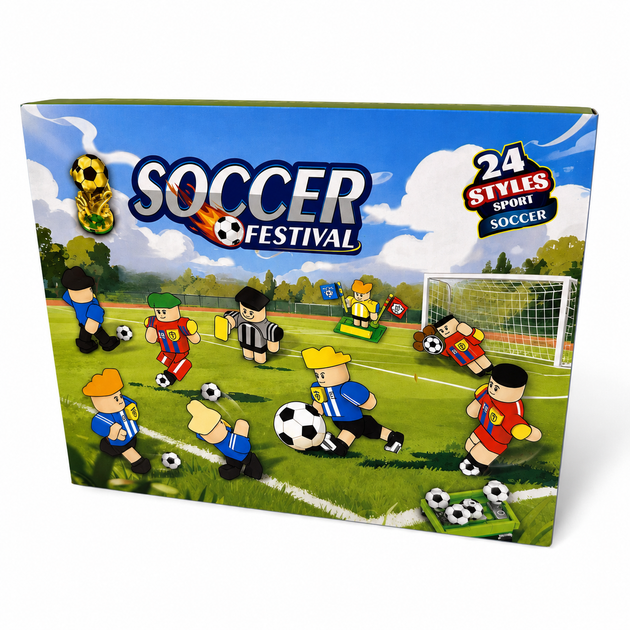 Адвент-календарь-конструктор Soccer Festival 24 в 1, 712 деталей, футбольный игровой набор с полем для детей от 6 лет - Фото 8 Адвент-календарь-конструктор Soccer Festival 24 в 1, 712 деталей, футбольный игровой набор с полем для детей от 6 лет - изображение 8