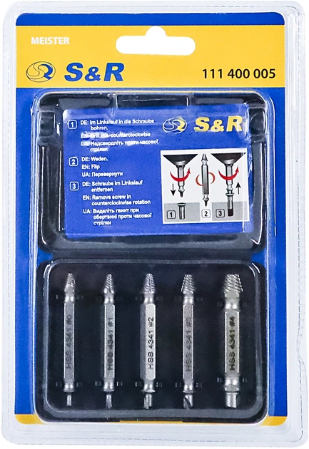Набор экстракторов S&R Meister №0-1-2-3-4 L50 мм 5 шт (111400005) - изображение 2