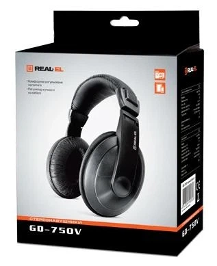 Навушники REAL-EL GD-750V, Black (GD-750V) - Фото 2 Навушники REAL-EL GD-750V, Black (GD-750V) - зображення 2