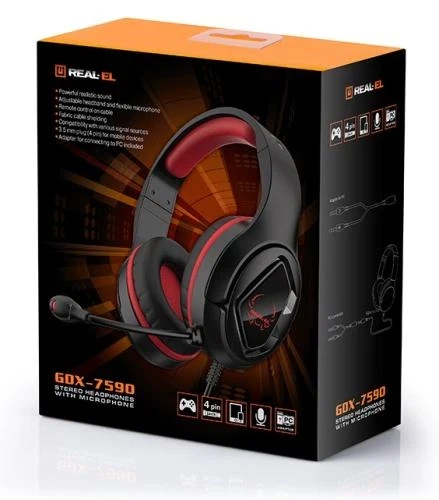 Наушники REAL-EL GDX-7590, Black/Red - изображение 8