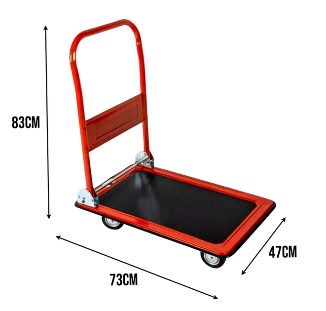 Складная платформенная тележка 150 кг для склада и логистики красная Gotel HM-0219 - Фото 4 Складная платформенная тележка 150 кг для склада и логистики красная Gotel HM-0219 - изображение 4
