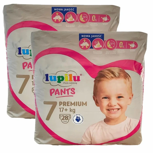 Підгузки-трусики Lupilu Premium Pants Розмір 7 (17+ кг) 56 шт набір 2 упаковки по 28 шт - Фото 1 Підгузки-трусики Lupilu Premium Pants Розмір 7 (17+ кг) 56 шт набір 2 упаковки по 28 шт - изображение 1