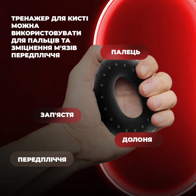 Еспандер кистьовий ProDobro PP-4338 30 кг силіконовий чорний - зображення 8