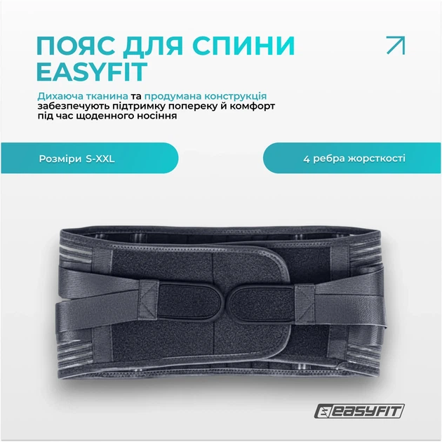 Пояс для спины ProDobro с 4 ребрами жесткости неопрен M черный - Фото 2 Пояс для спины ProDobro с 4 ребрами жесткости неопрен M черный - изображение 2