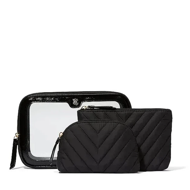 Косметичка 3в1 Черная Victoria`s Secret 3-Piece Makeup Bag Black - изображение 2
