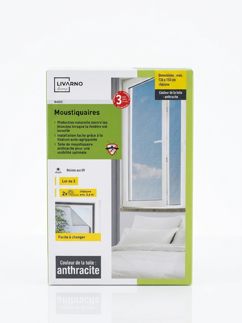 Москитная сетка на окно Livarno Home Basic (130 х 150 см), антрацит, набор из 2 шт. (поврежденная упаковка) - Фото 3 Москитная сетка на окно Livarno Home Basic (130 х 150 см), антрацит, набор из 2 шт. (поврежденная упаковка) - изображение 3