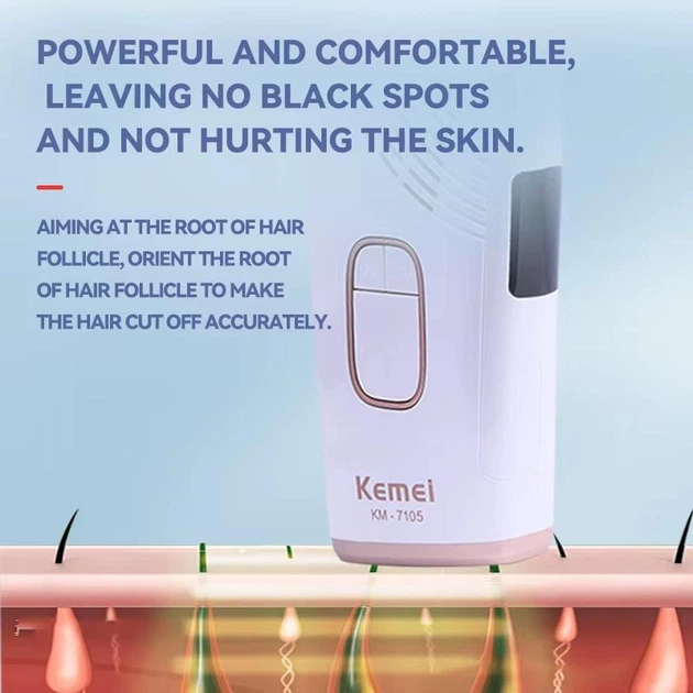 Фотоэпилятор Kemei IPL с LED дисплеем и УФ подставкой - изображение 9