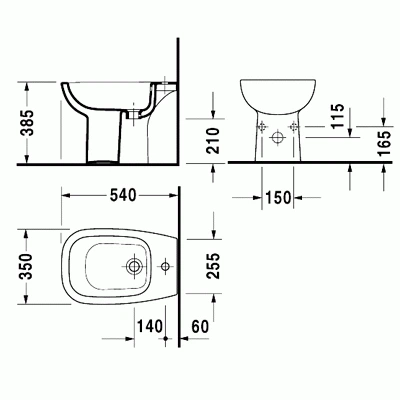 Підлогове біде DURAVIT D-CODE, окремостоячий, прямокутна - изображение 2