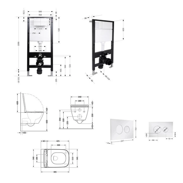 Комплект инсталляции Qtap Standard с подвесным безободковым унитазом Crow Ultra Quiet, сиденьем дюропласт и круглой хромированной - изображение 2