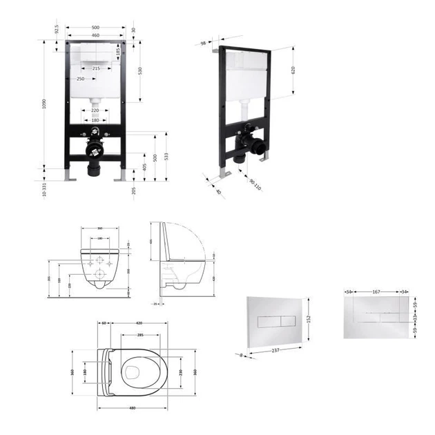 Комплект инсталляции Qtap Standard с подвесным унитазом Qtap Swan Ultra Quiet, безободковый, с линейной хромированной клавишей - изображение 2