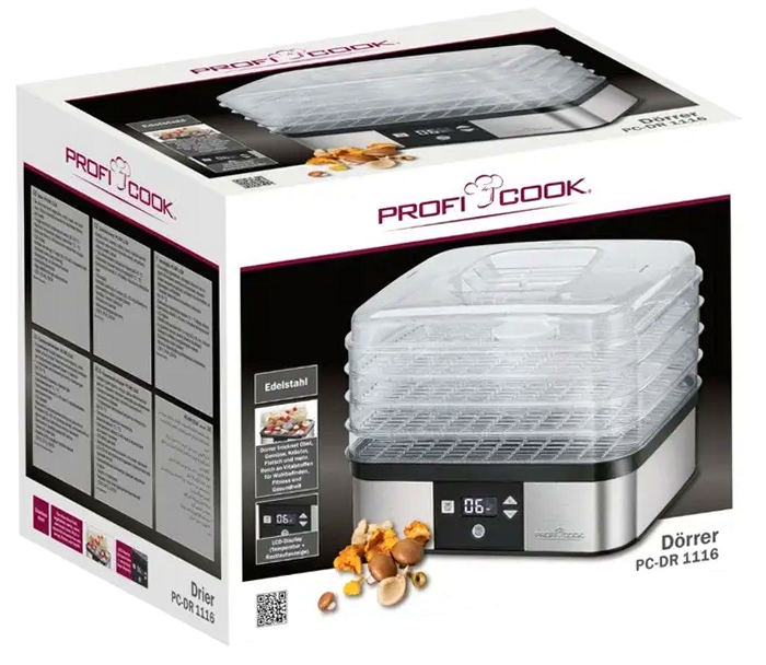 Сушка для овощей и фруктов 4 секции 350 Вт для дома Profi Cook - изображение 5